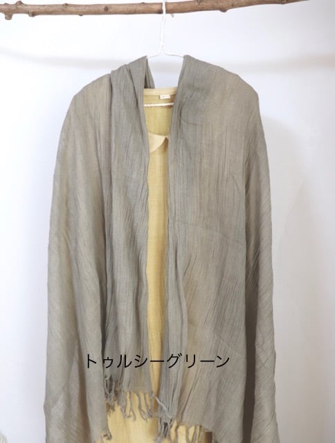 手織り植物染めストール オーガニックコットン100%（サンダルウッド