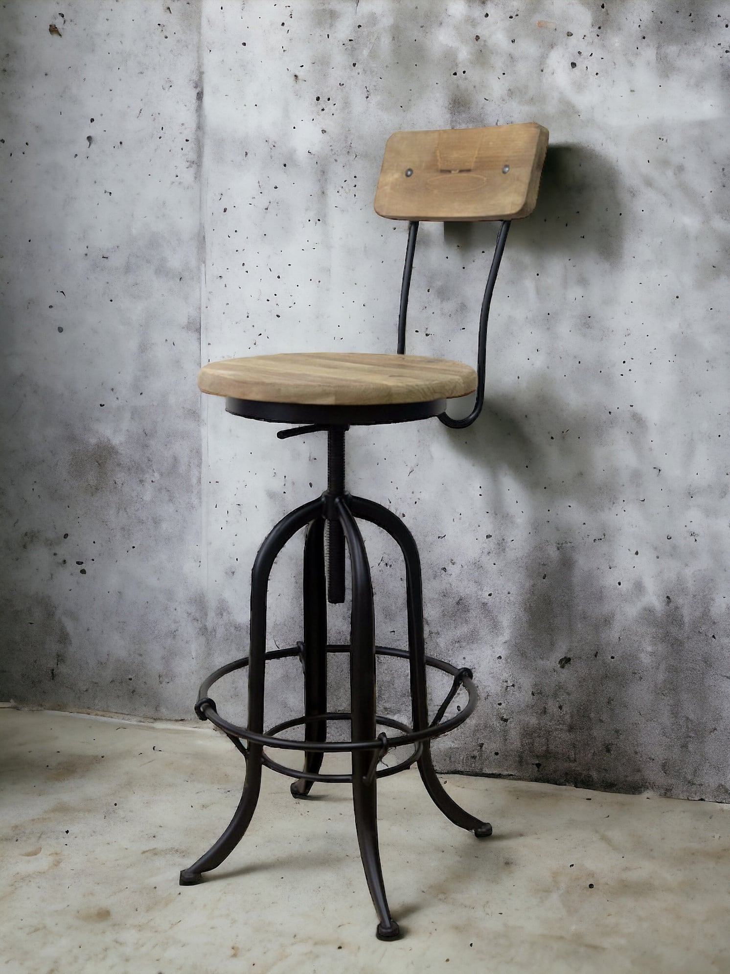 木染色塗装 木材× マット塗装 ブラックメタルスツール(スタッキング可)