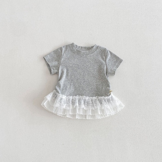 【BABY】ウエスト切替裾レースフリル半袖Tシャツ - 15