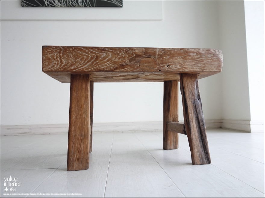 オールドチーク 1人掛けベンチ A　スツール チェア 椅子 プリミティブ 古道具 プリミティブオールドチークベンチ E1 椅子 スツール 古材家具 一枚板