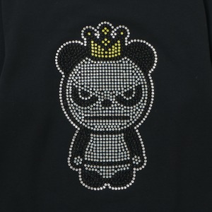 送料無料【HIPANDA ハイパンダ】メンズ キングパンダ ラインストーン クルーネック スウェット トレーナー MEN'S RHINESTONE KING HIPANDA LOGO CREW NECK SWEAT SHIRT / BLACK