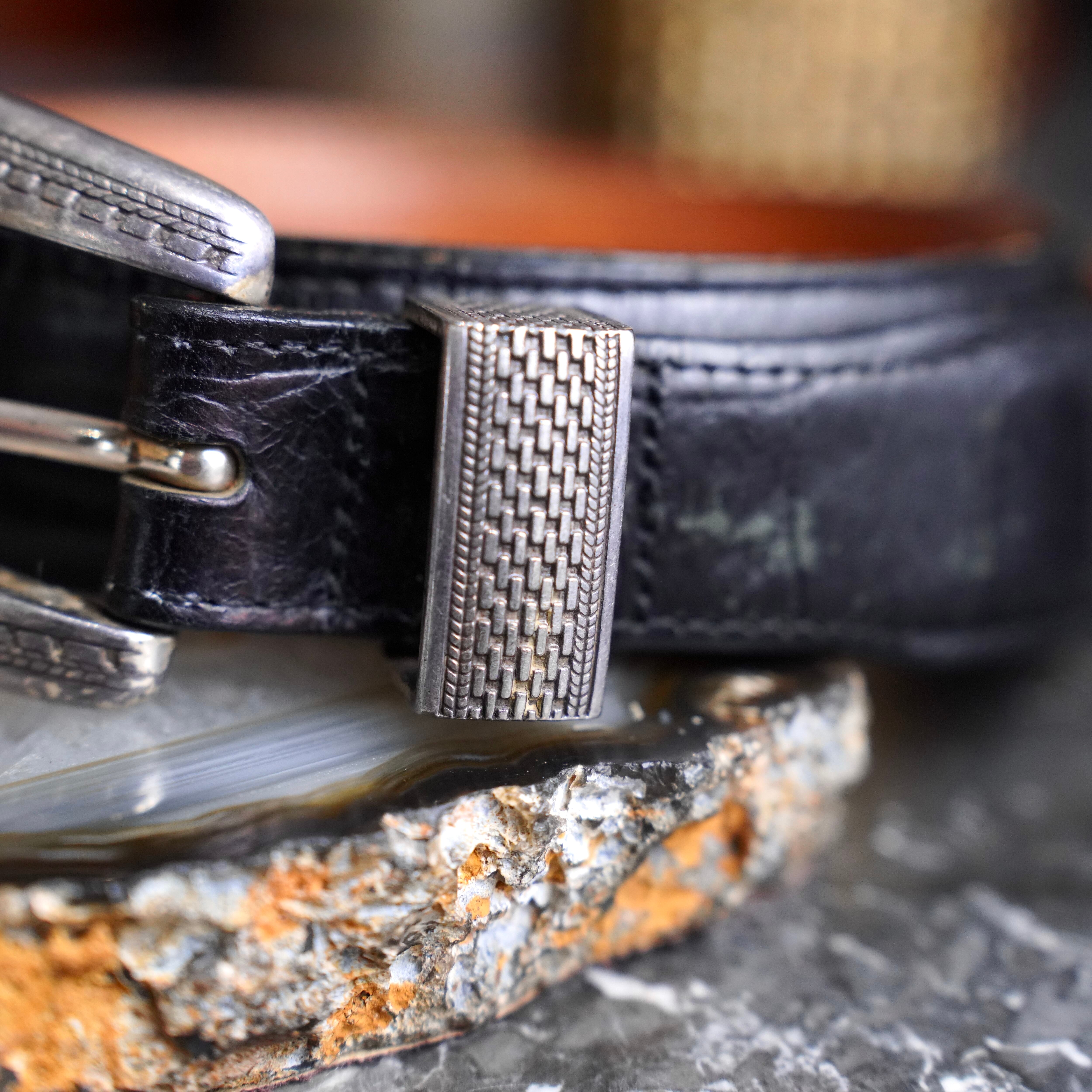 USA VINTAGE ONYX BY BRIGHTON BUCKLE DESIGN LEATHER BELT/アメリカ