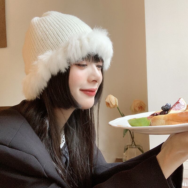 オータムウィンターファーニット 帽子 大人ガーリー スウィート キュート カジュアル 秋物 冬物 ブラック・アイド・ピーズ10061416348