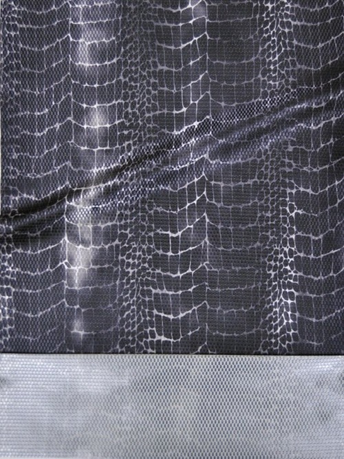 【受注商品】Rumi Rockきもの「シン・バーズアイ　クロコダイル」ブラック×シルバー　[A784]