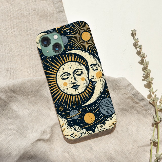 受注生産 iPhoneケース 顔のある太陽と月の神秘星図｜占星術 STAR015D