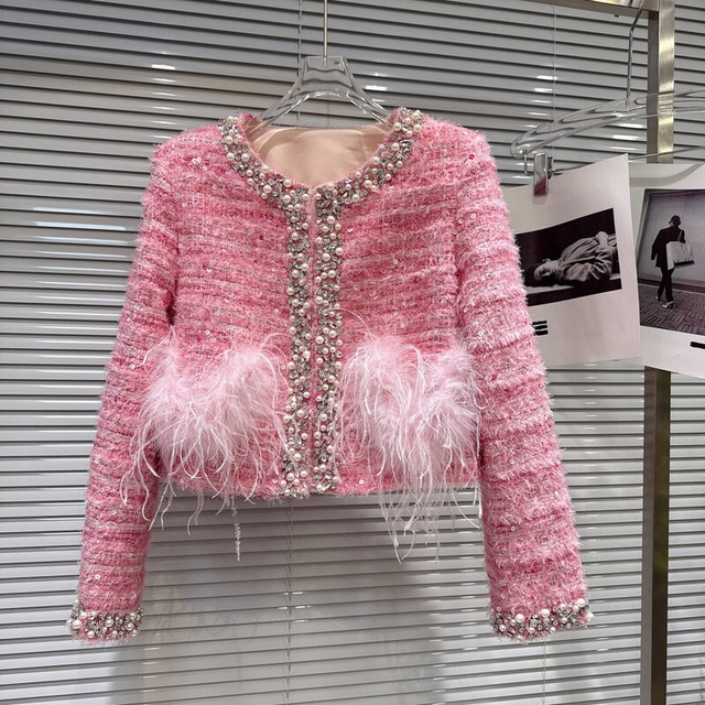 Feather pocket tweed short jacket　M4521
