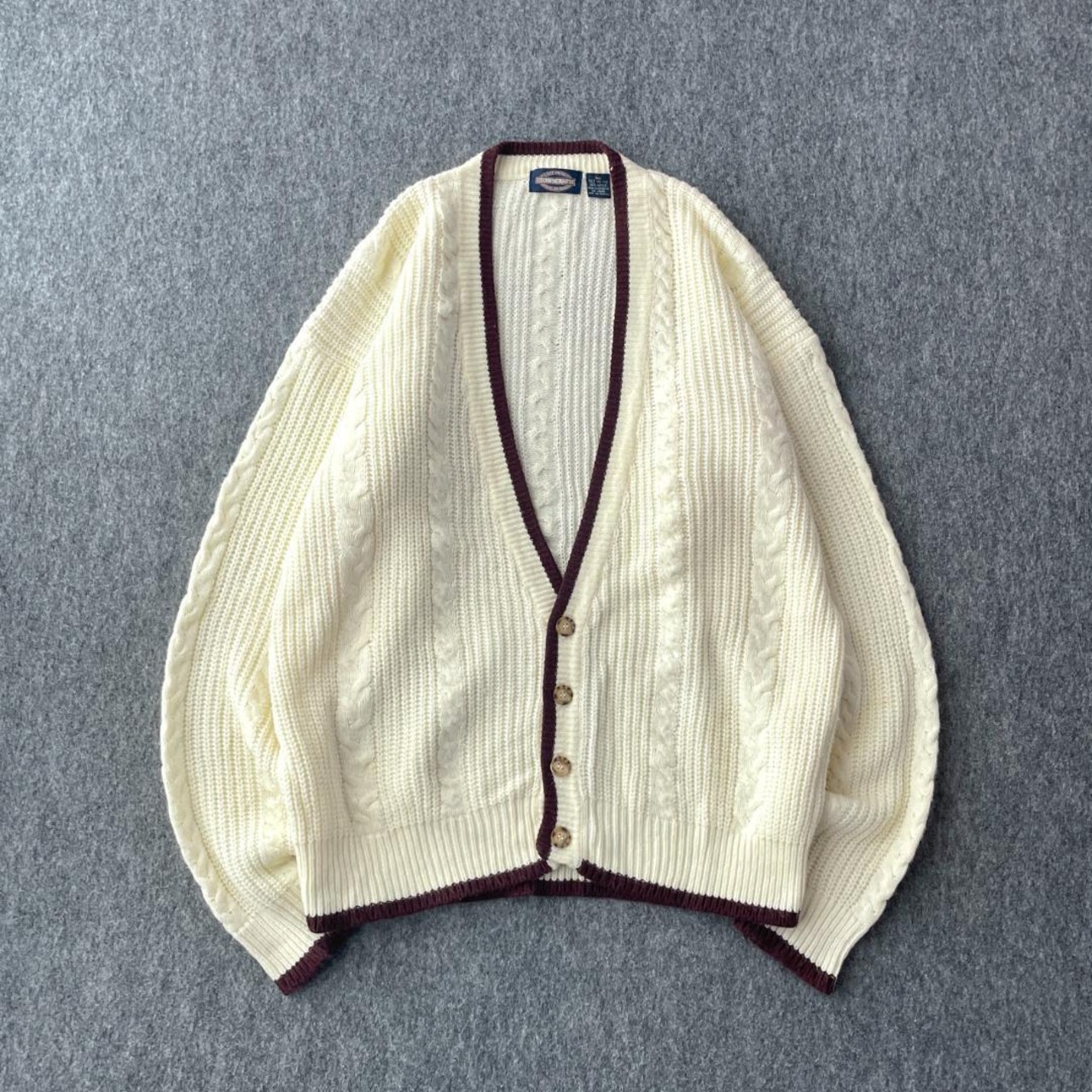 80s TOWNCRAFT Vintage knit Line cardigan | 古着屋TOWRO ~used clothing~