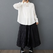 レース切替 カットデザイン シャツ  00380