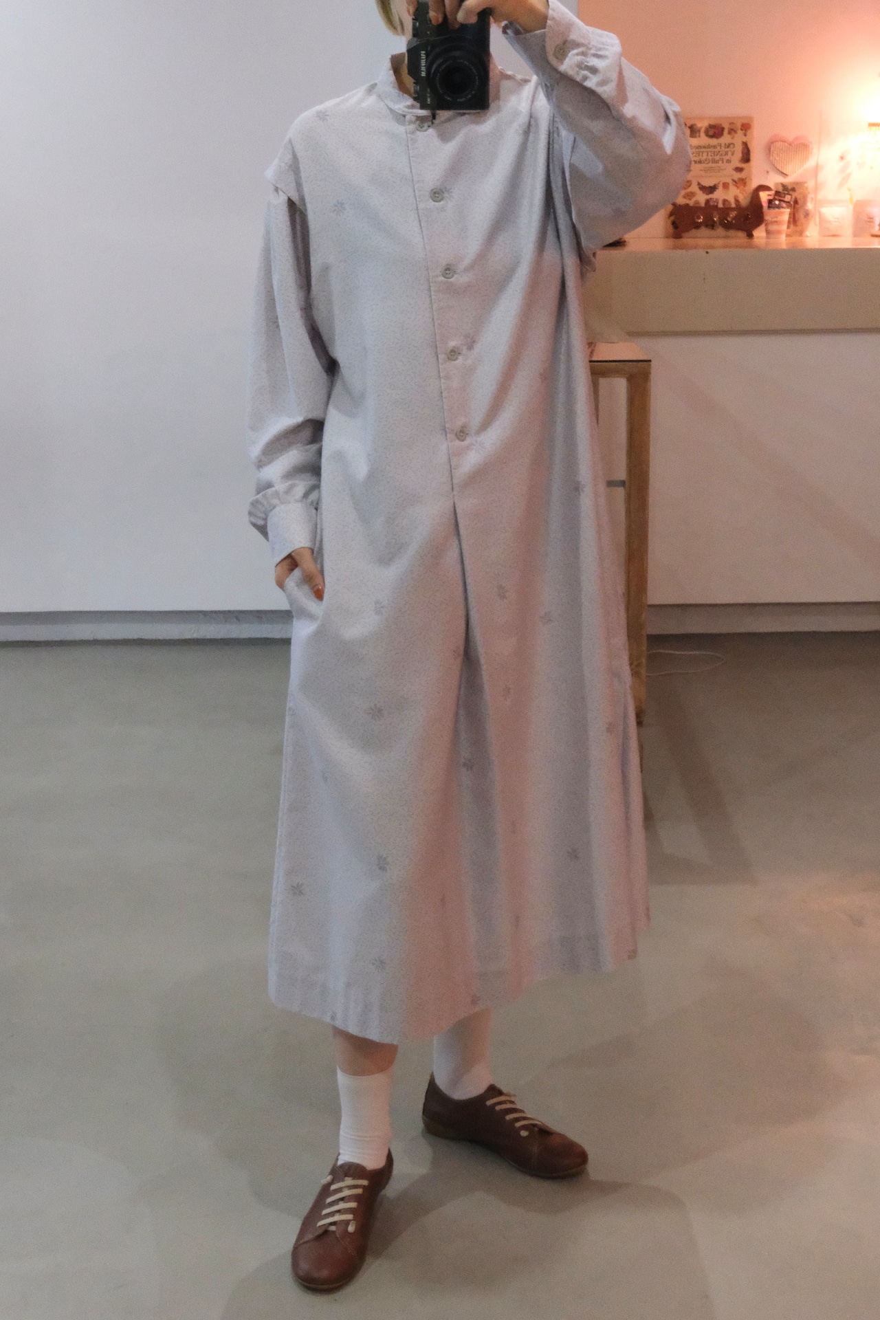 Marimekko floral print lavender gray dress