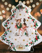 Xmasプレート ツリー型 バンビとキリスト誕生