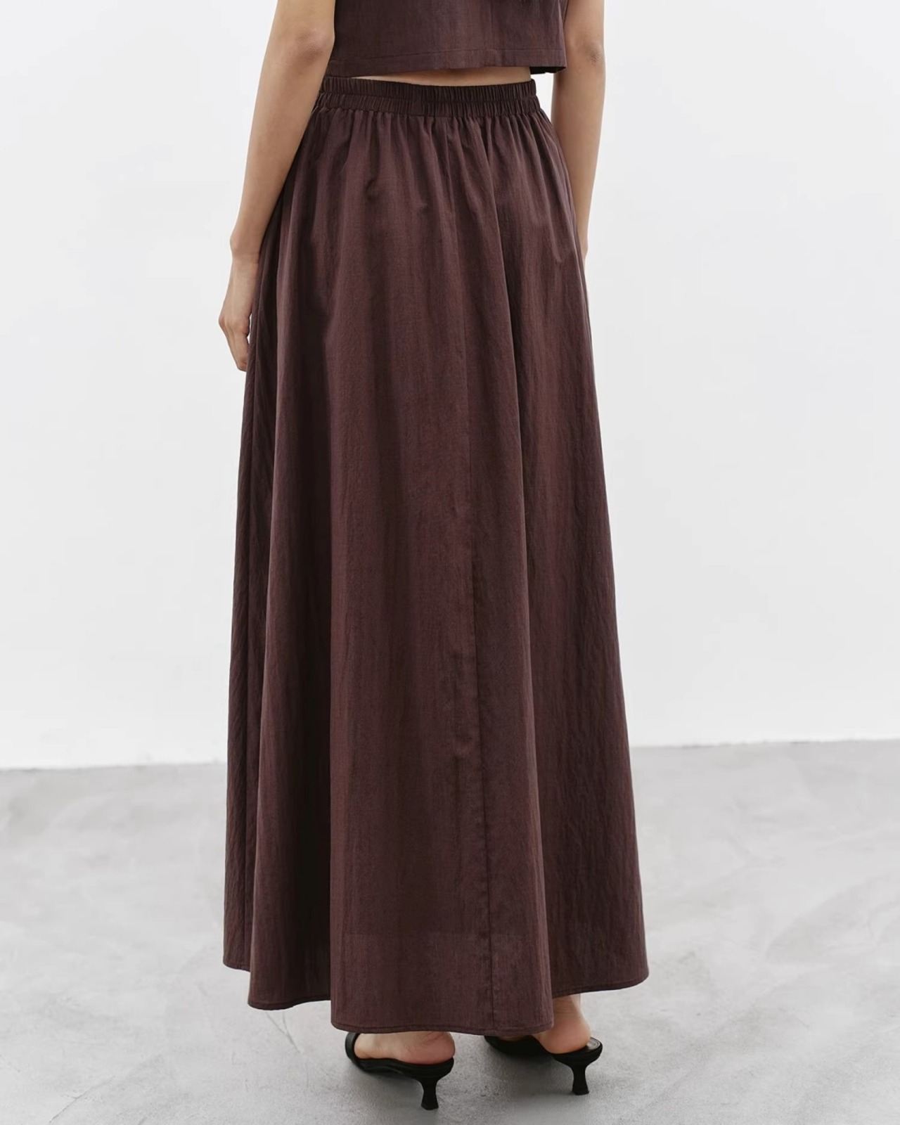 Gathered a-line maxi flared Skirt L0067