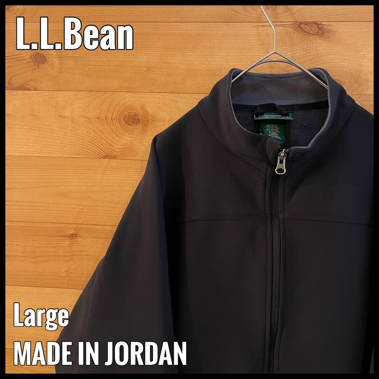 【L.L.Bean】レディース ナイロン ジャケット ブルゾン 裏地フリース 刺繍ロゴ ライトアウター ジップアップ アウトドア エルエルビーン L US古着