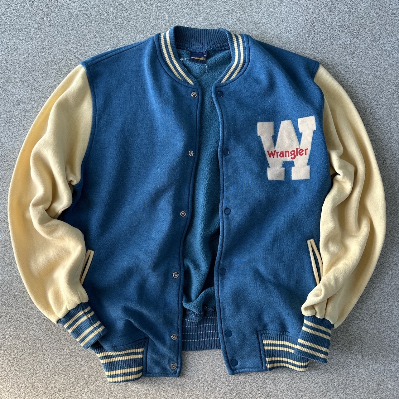 wrangler ラングラー レトロ コットンスタジャン 薄手 裏起毛 ライトアウター 青 古着