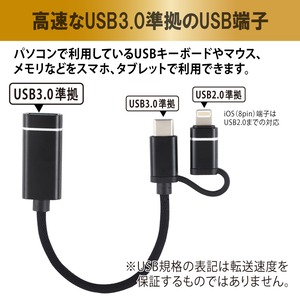 日本トラストテクノロジー OTG 2IN1ケーブル ブラック OTG2IN1C-BK