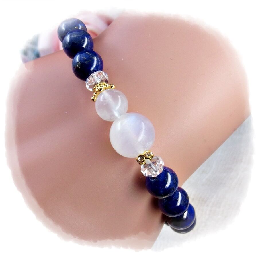 ラピスラズリ＆ブルームーンストーン♥雪だるま ブレスレット♥小さな 