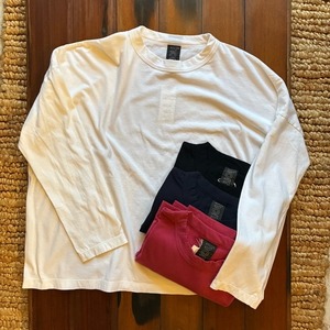 homspun 　ホームスパン　30/1天竺BIG ロングスリーブTシャツ　全4色　サラシ　ワイン　ネイビー　ブラック　コットン　綿　日本製　インナー　ホワイト