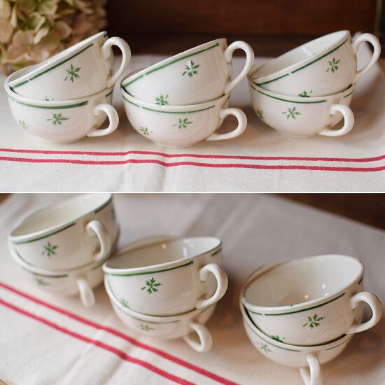 フランス みどり色の葉っぱ柄 ティーカップ | Brocante de La Cocotte