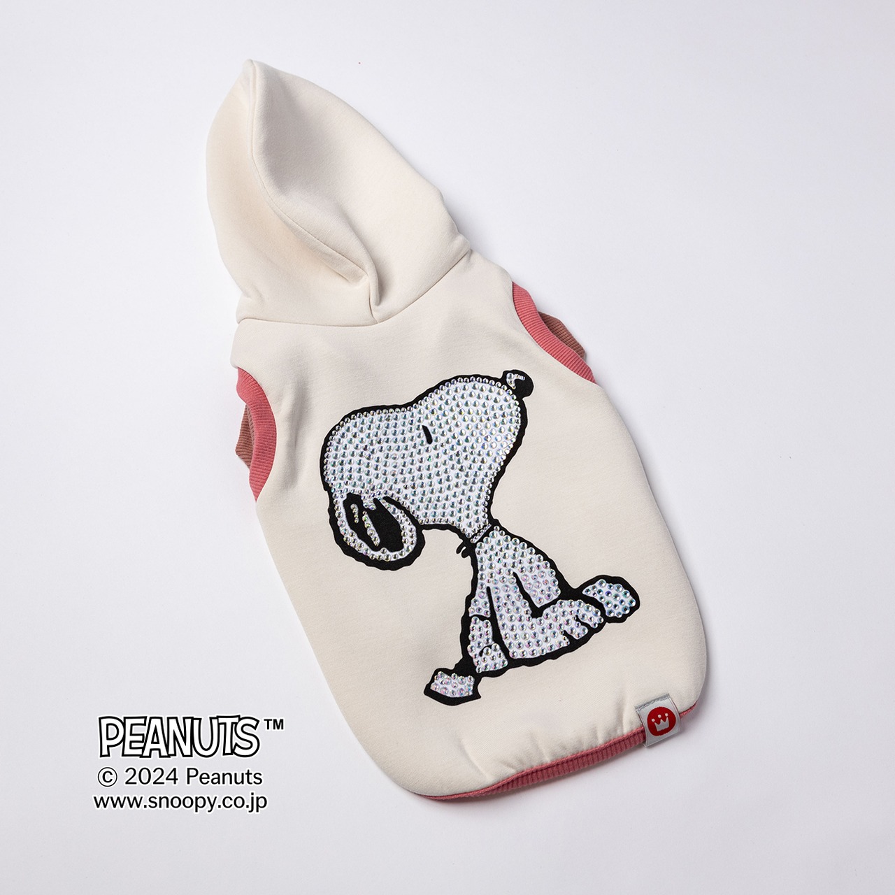 PEANUTS & MAISON TARTS MT24SN202-D-LS 半袖フードパーカー BE ベージュ ダンボールニット×ラインストーン