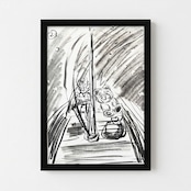 【3枚セット】絵本『流れる星と僕の願い』ラフ画の複製原画