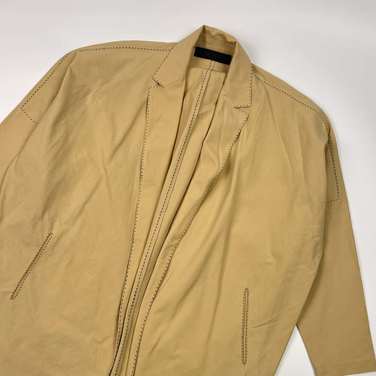 USA製 DONNA KARAN ダナキャラン ステッチ デザイン 羽織 ジャケット/ベージュ レディース