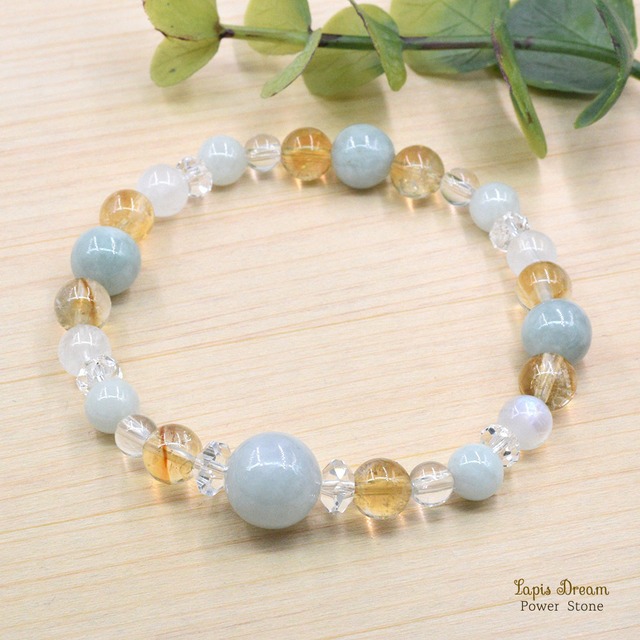 穏やかな心と、ふんわり幸運を引き寄せるお守り | ビルマ翡翠、シトリンのパワーストーン ブレスレット