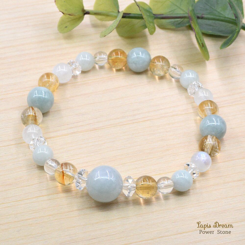 穏やかな心と、ふんわり幸運を引き寄せるお守り | ビルマ翡翠、シトリンのパワーストーン ブレスレット