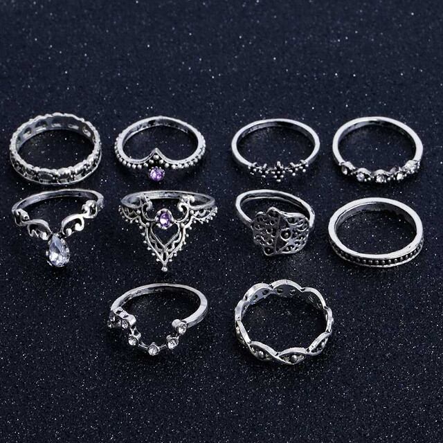 指輪 レディース アクセサリー ステンレス シルバー 10個 セット 10