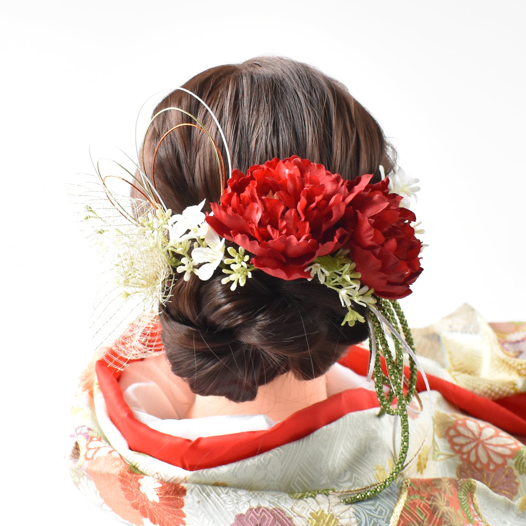 赤ピオニーの髪飾り 水引 | yutoriiro
