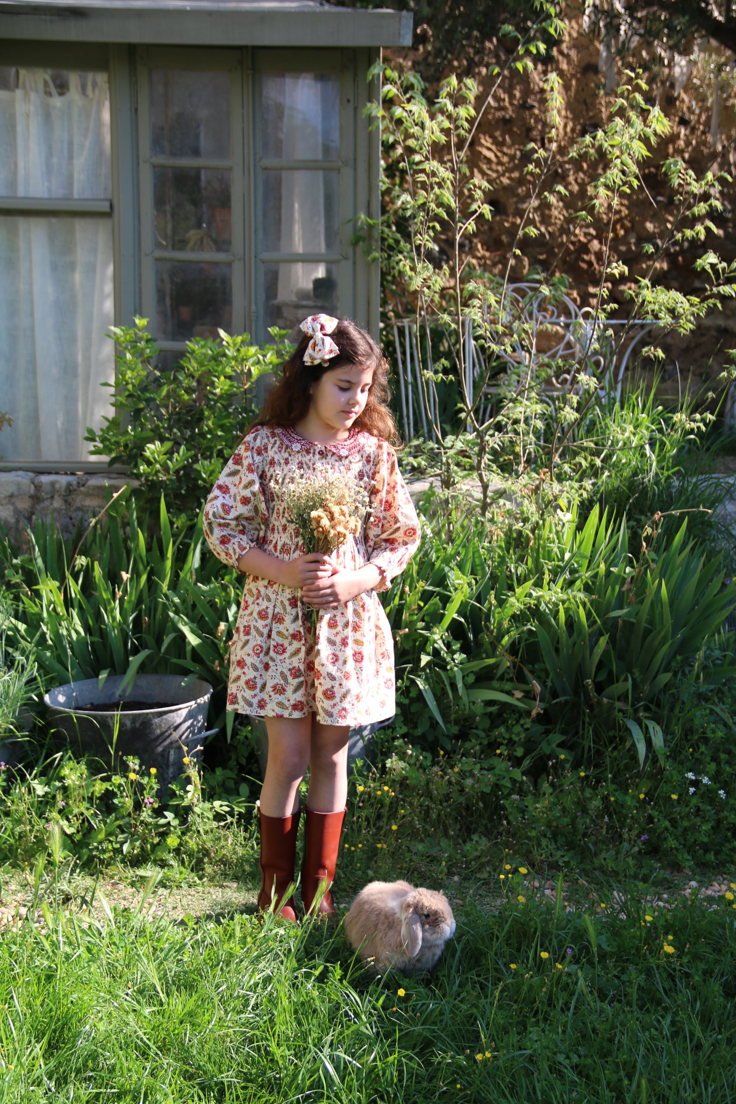 BONJOUR DIARY Tunique with hair clip Aline print 8-12y | RESONASON