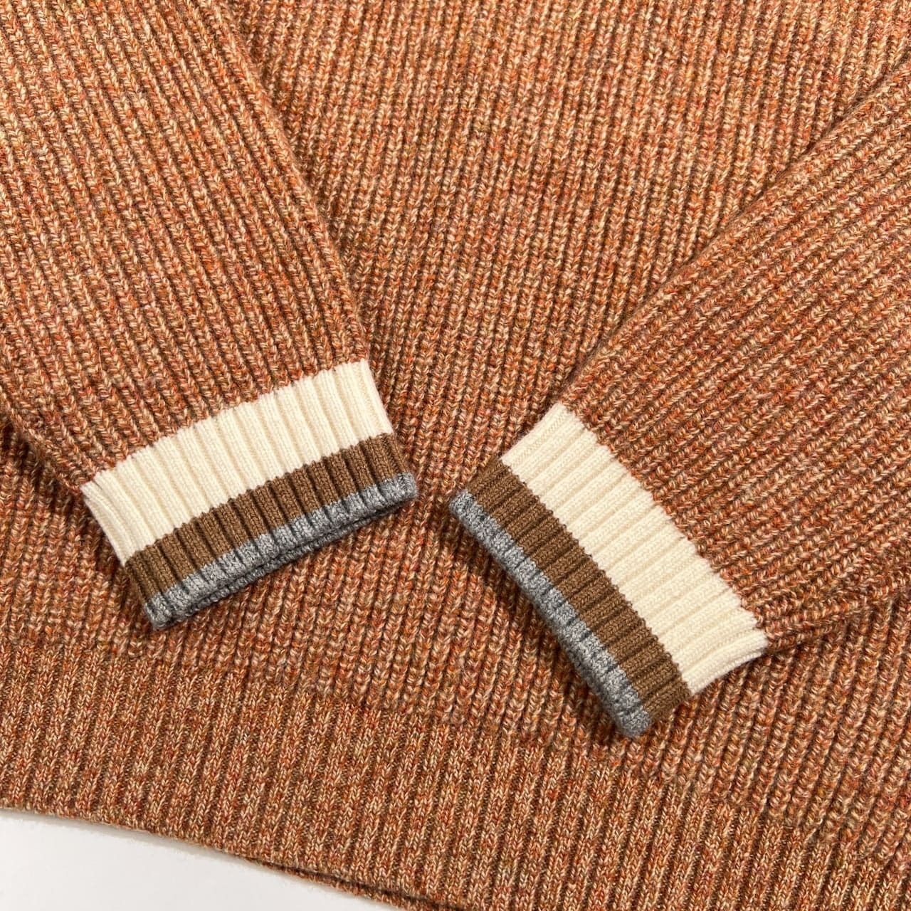 美品 PAPAS パパス プラス ロゴワッペン チルデン ウールニットセーター サイズ M /メンズ/オレンジブラウン系