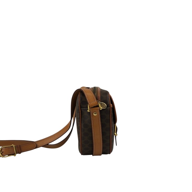 CELINE セリーヌ ショルダーバッグ ブラウン ブラゾン型押し PVCレザー フロントバックル vintage ヴィンテージ オールド 5gbbcv