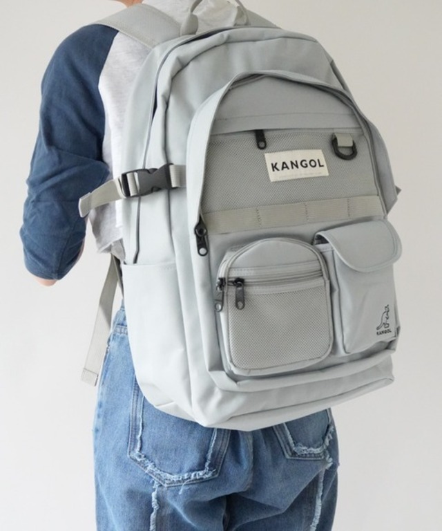 KANGOL (カンゴール) フロントダブルポケット リュック グレー KGSA-BG00297