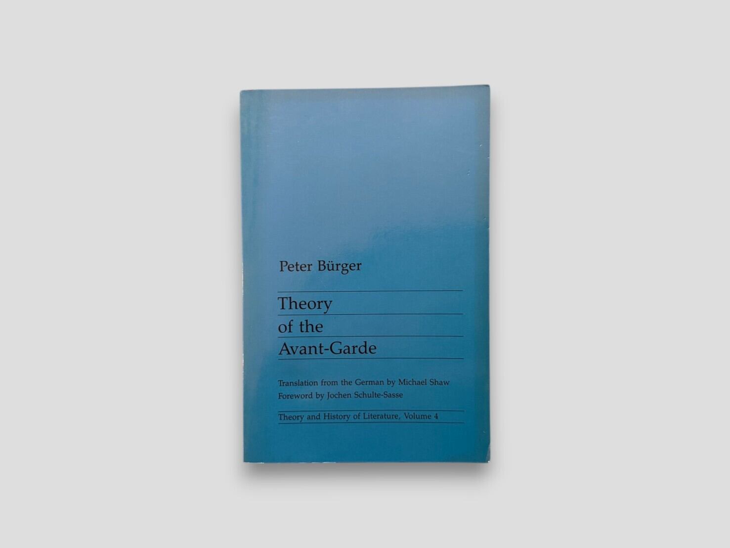 SH104】 【FIFTH PRINTING】Theory of the Avant-Garde(1989) /Peter