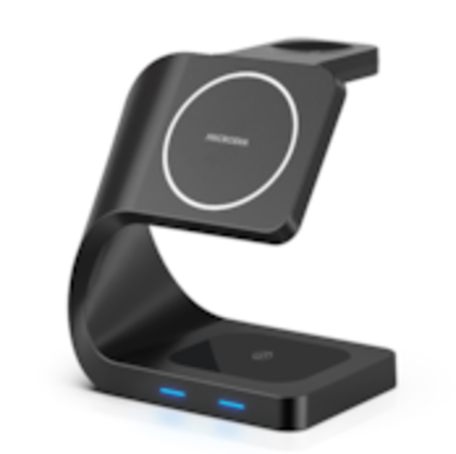 （黒色）MICRODIA Snap.Station カーブミニ 23W MagSafe 4-IN-1 ワイヤレス充電スタンド(Qi認証)