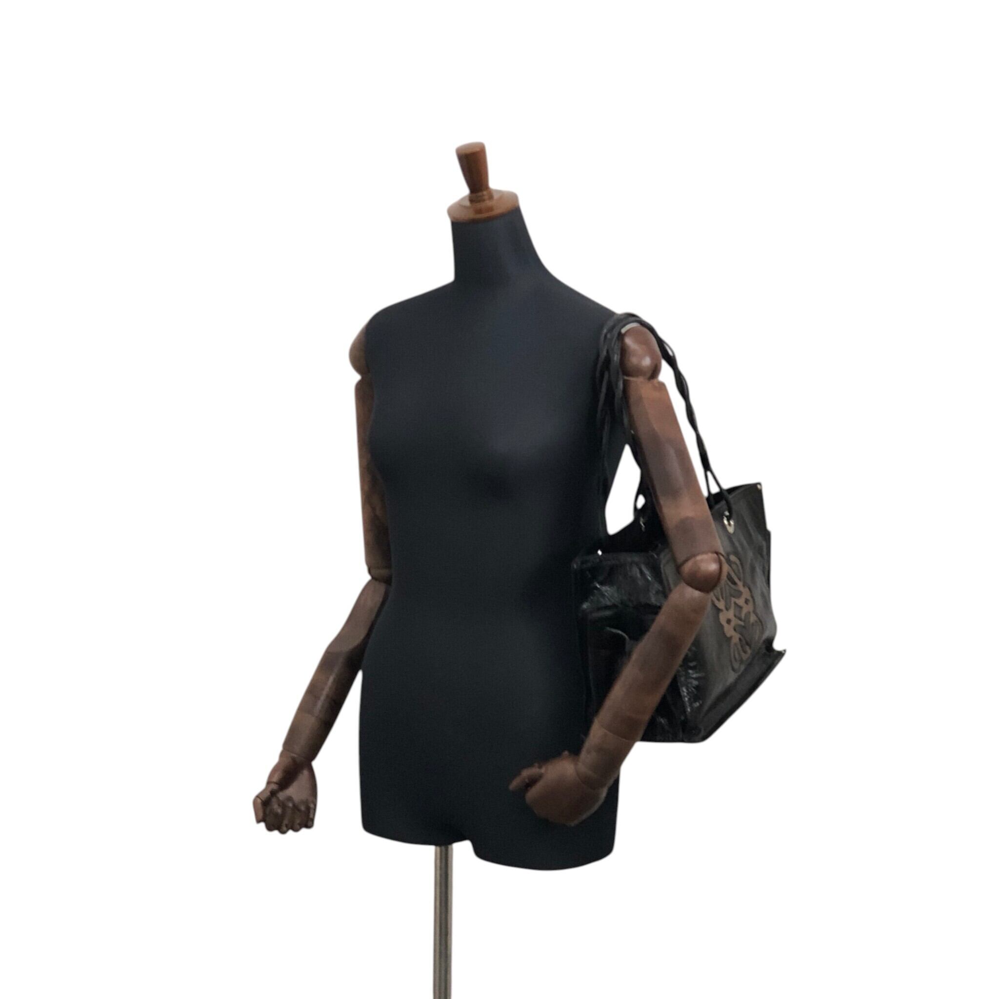 LOEWE ロエベ ハンドバッグ ブラック アナグラム エナメル トート