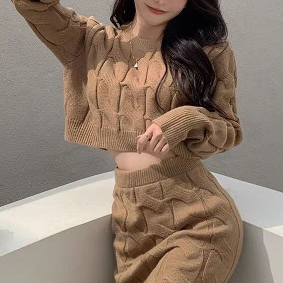 【上下セット】ニット 新作 かわいい ゴージャス 高見え 4色 秋冬 MY2-QT-QL6876