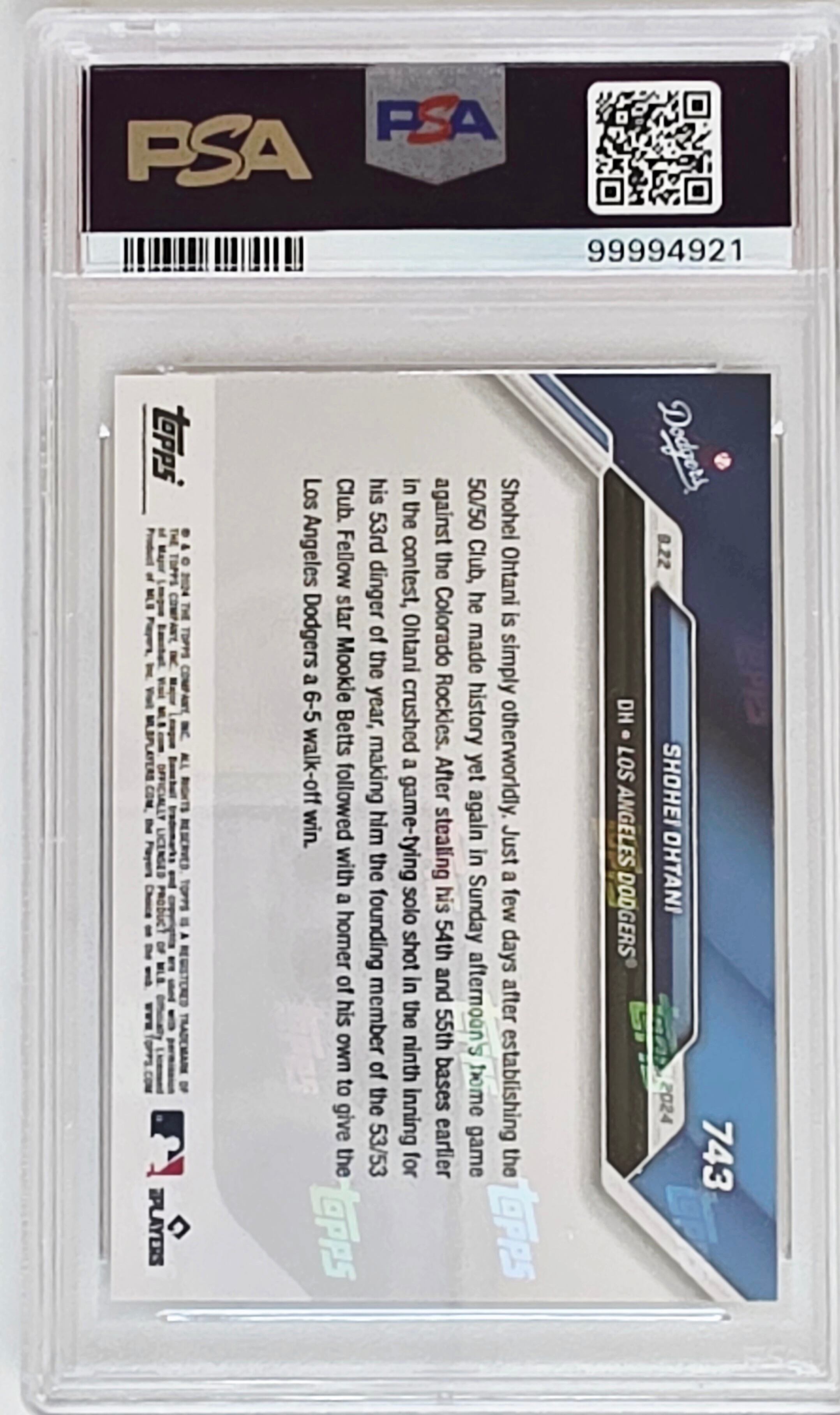 Shohei Ohtani | 2024 Topps Now #743 | LA Dodgers | PSA GEM MT 10