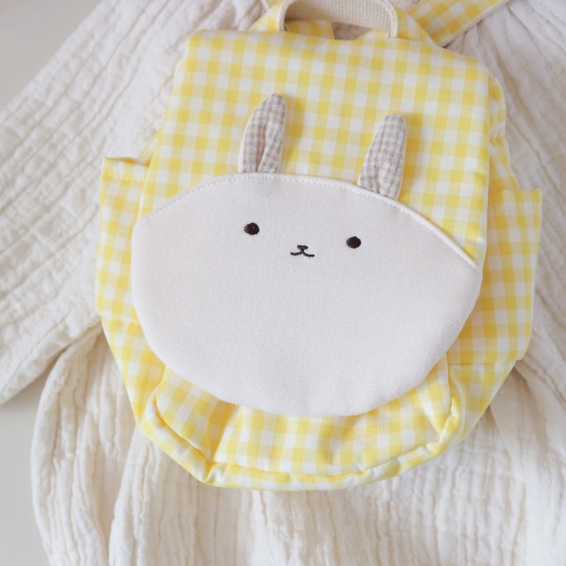 【完売】ギンガムのベビーリュック(たんぽぽイエロー)