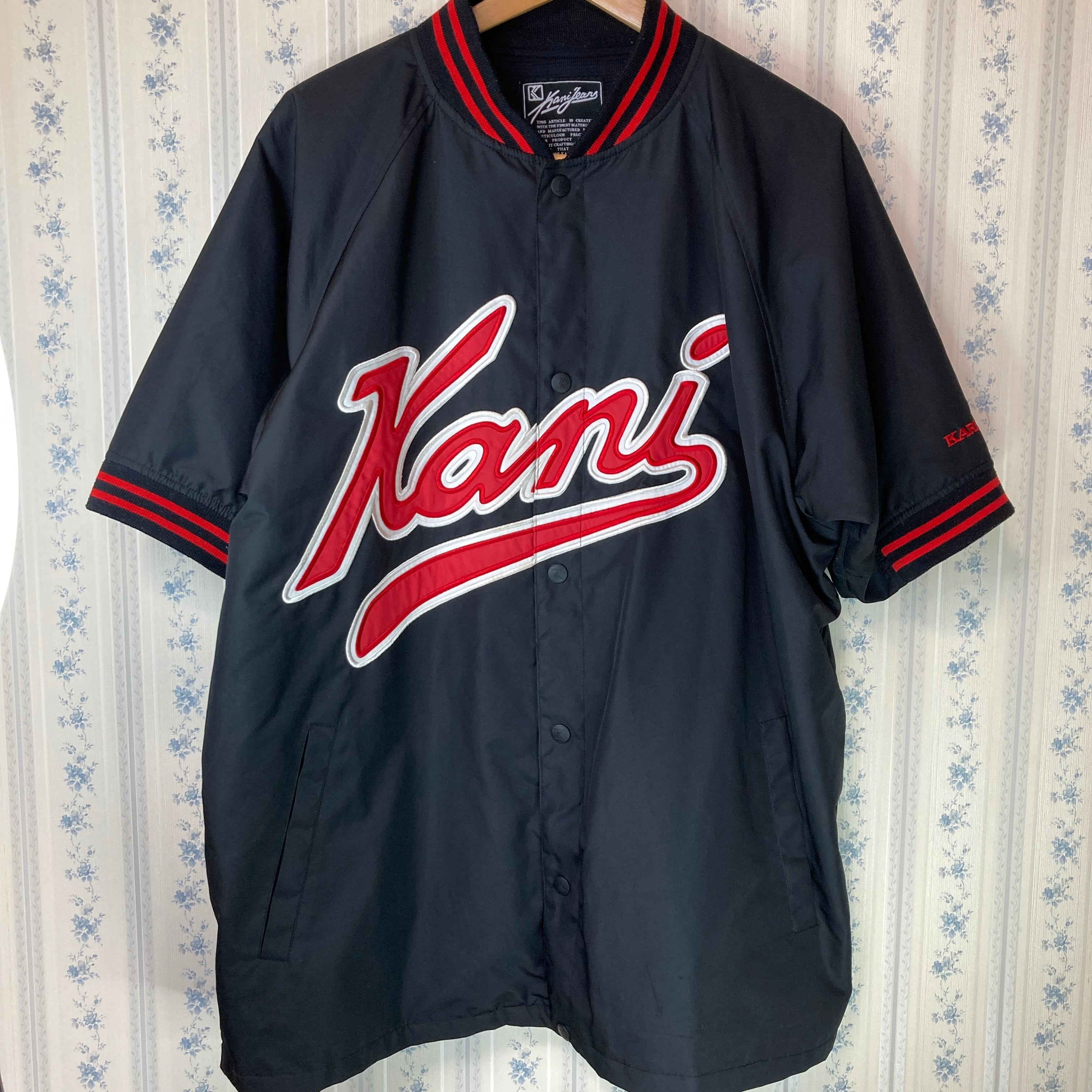 【希少】90s カールカナイ KANI JEANS ナイロン ショートスリーブ シャツ 大きいサイズ 古着 2PAC ハーフ ジャケット