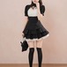 【2点セット】チューカーネックバイカラーフリルトップス+ティアードスカート ・78630