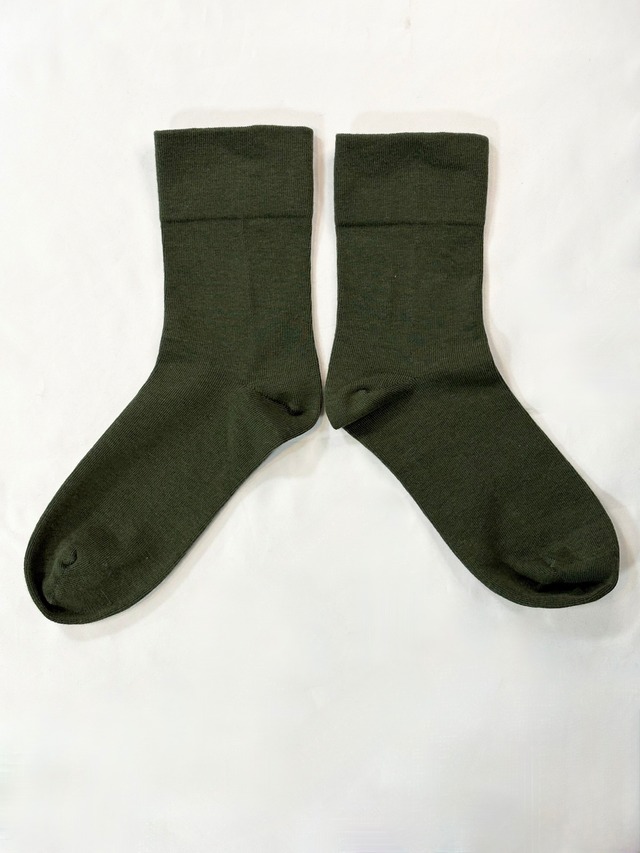 yahae・Organic Cotton Rubber Free Plain Socks・Khaki