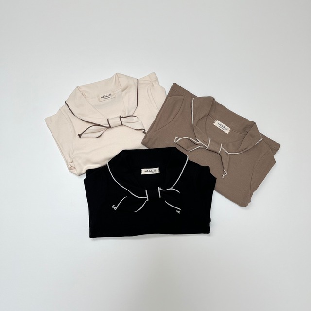 【Last1 brown XS(0-1y)】milkbalm hazel tee 23a (韓国子供服 セイラーカーラーT)