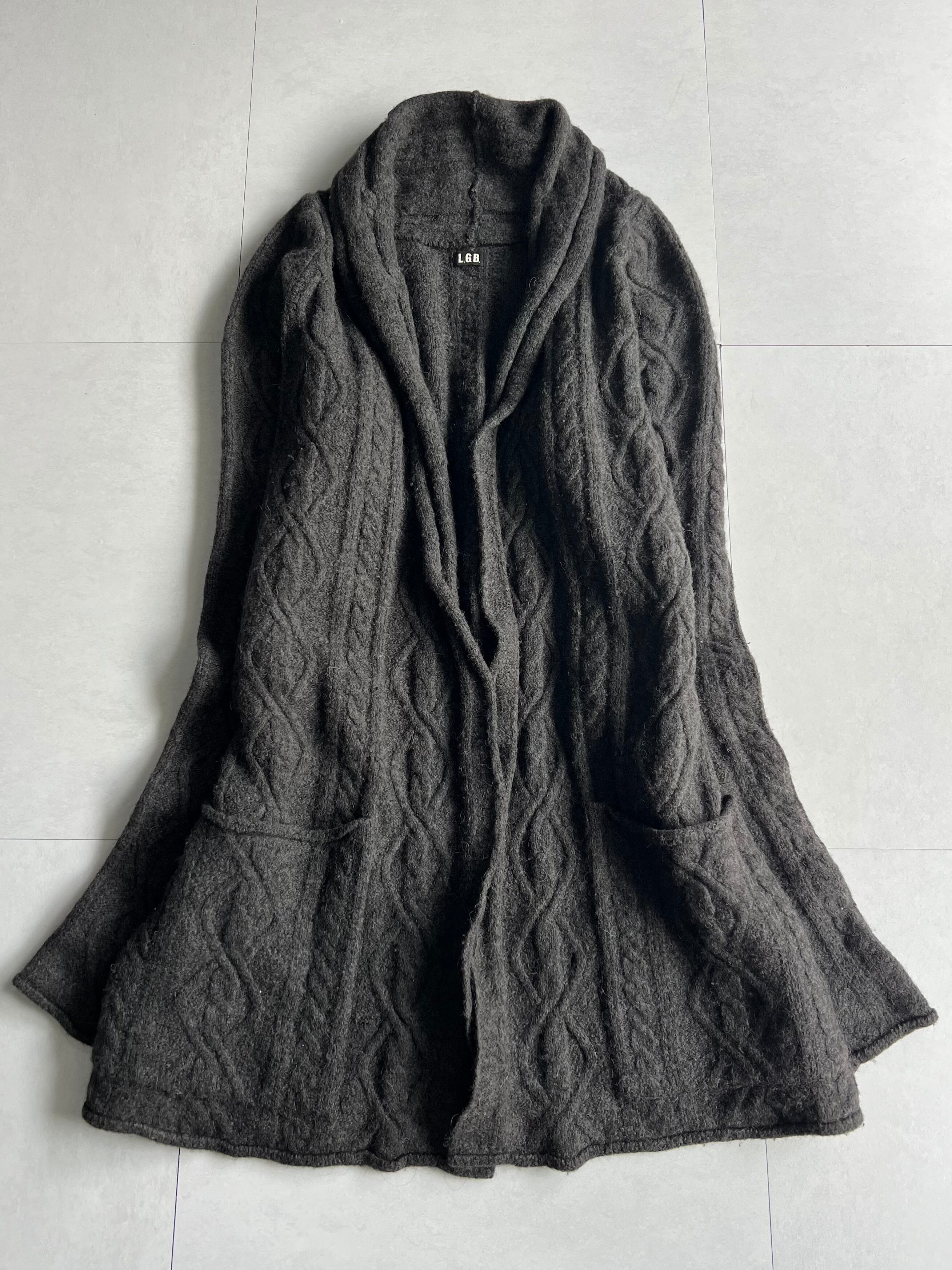 "L.G.B." Cable Long Knit Cardigan