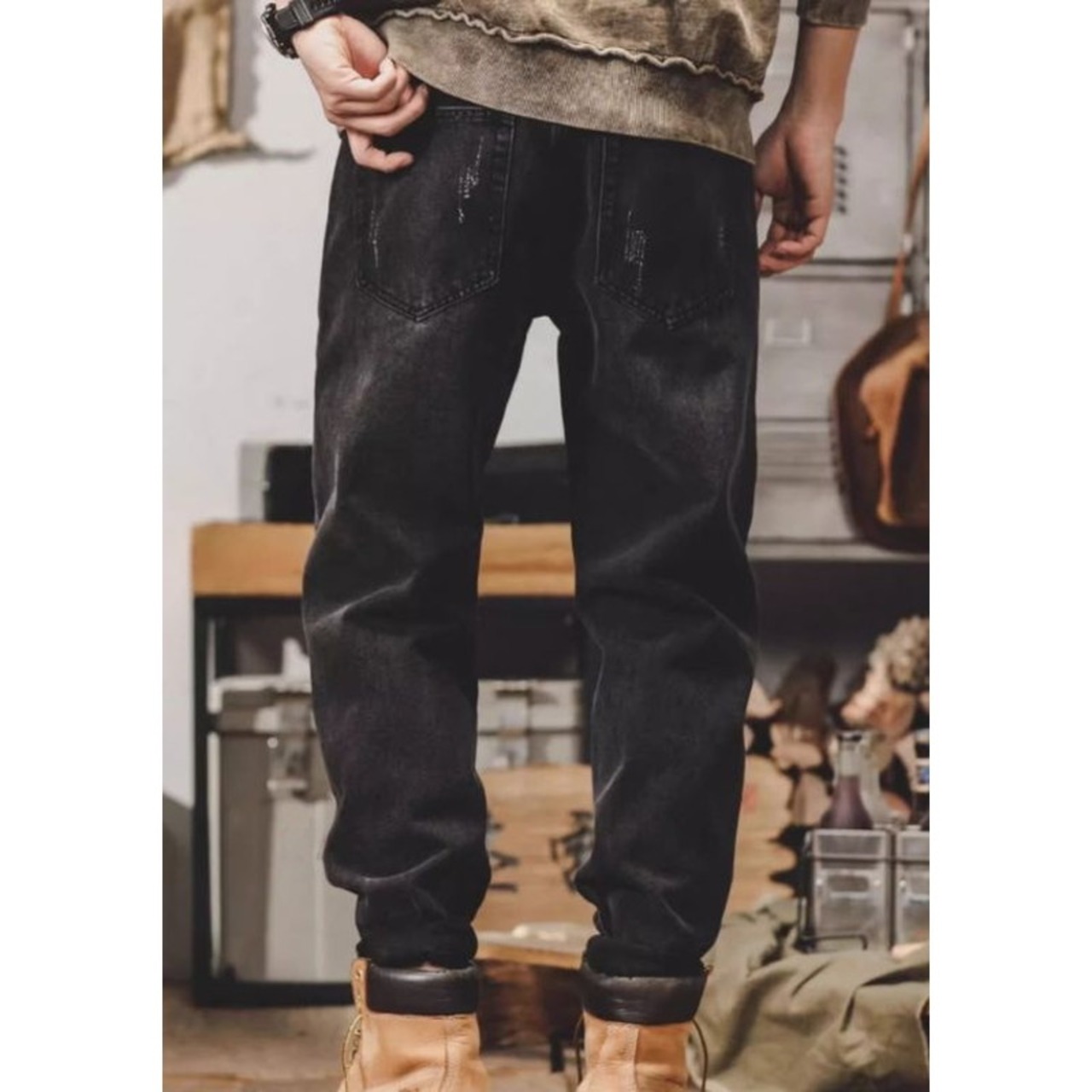 Straight Leg Roll-Up Denim Pants ◇2color H0791