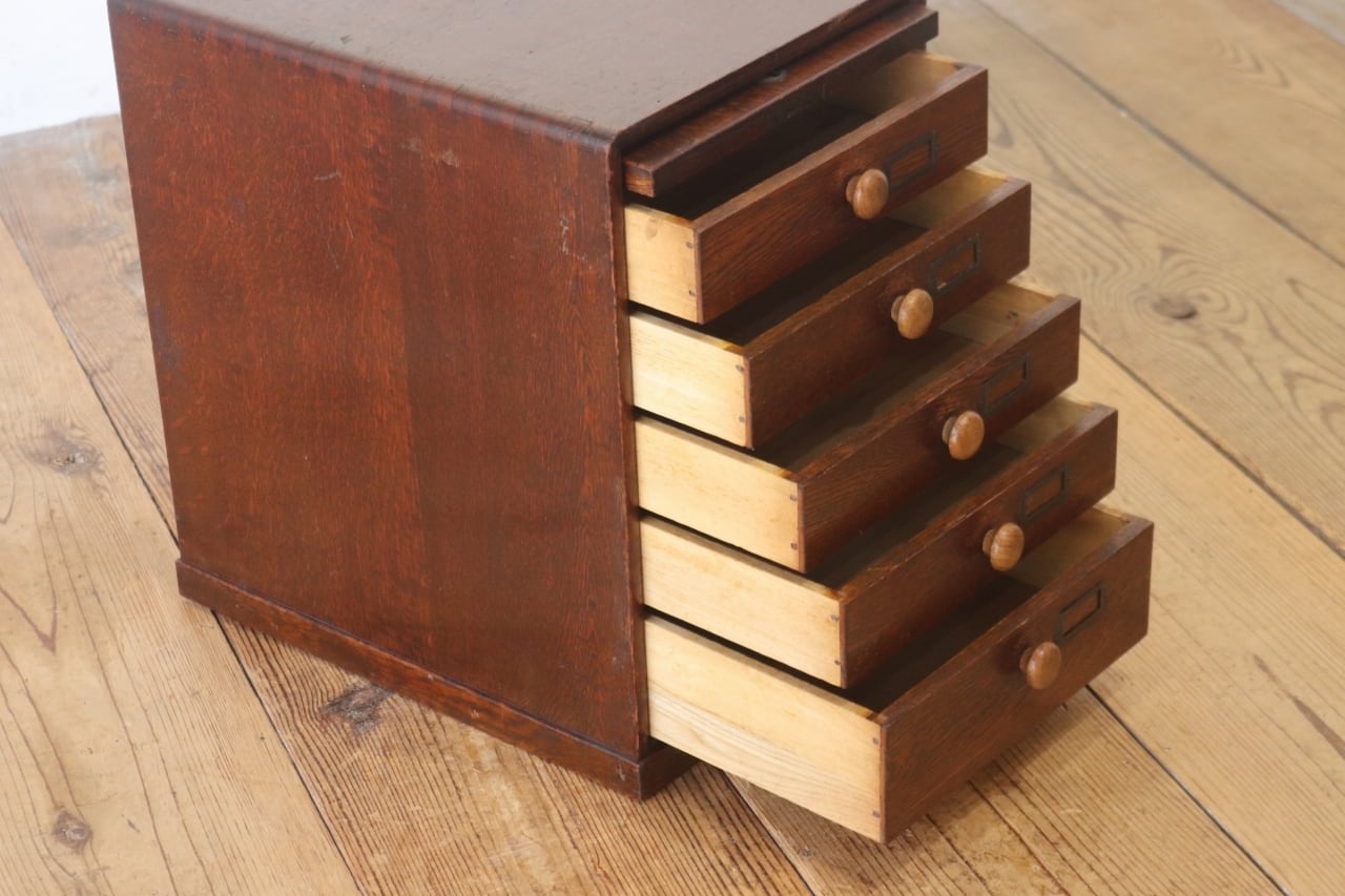 レトロ 卓上 小引き出し 抽斗 5杯 収納 小物入れ レターケース 閂式 B5