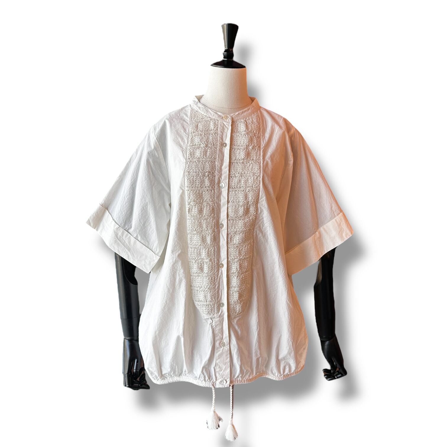 SHIRRING BLOUSE- Beige【IKITSUKE】シャーリングシャツブラウス イキツケ