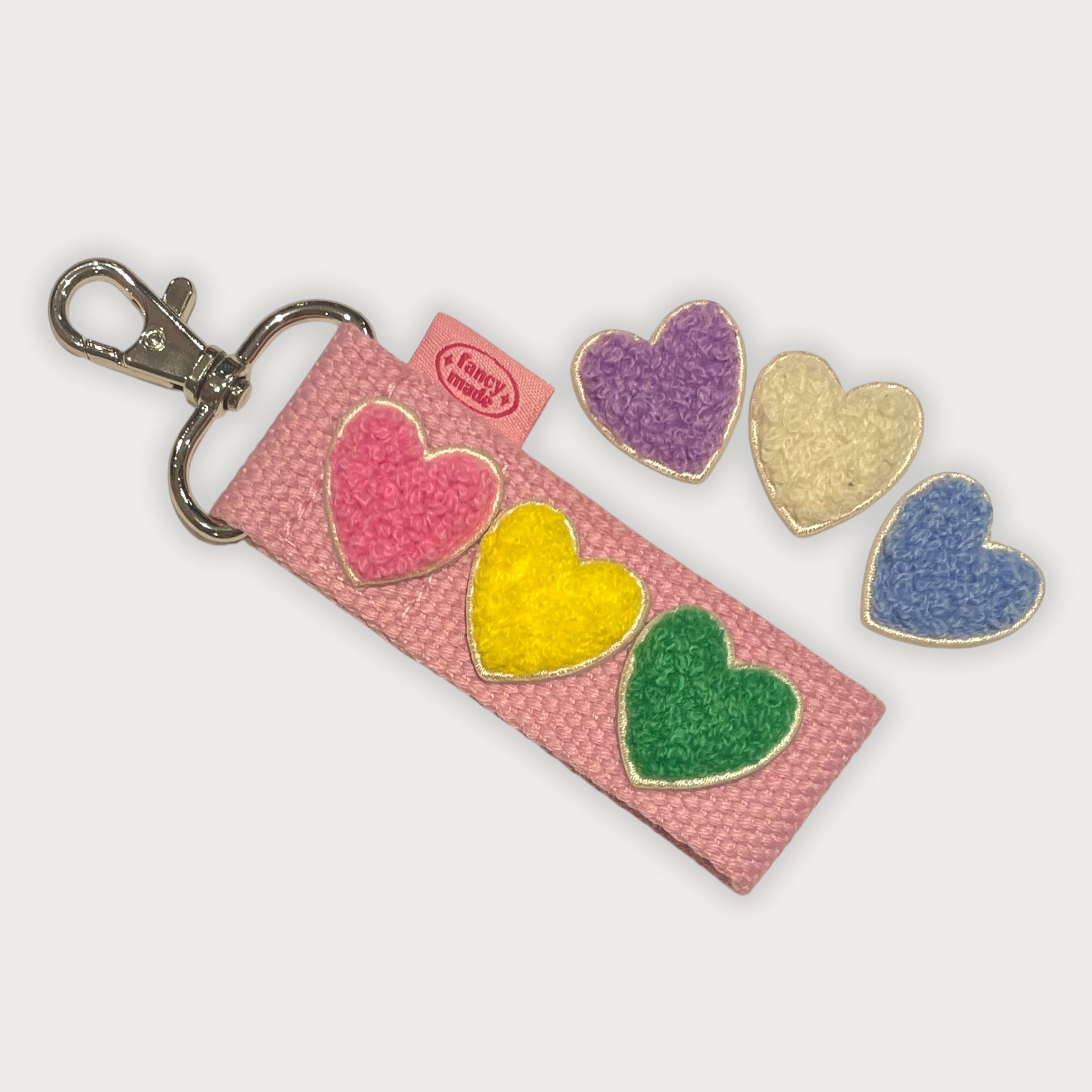 ハート ワッペン ピンク Rambling Hearts刺繍ハートワッペン付き