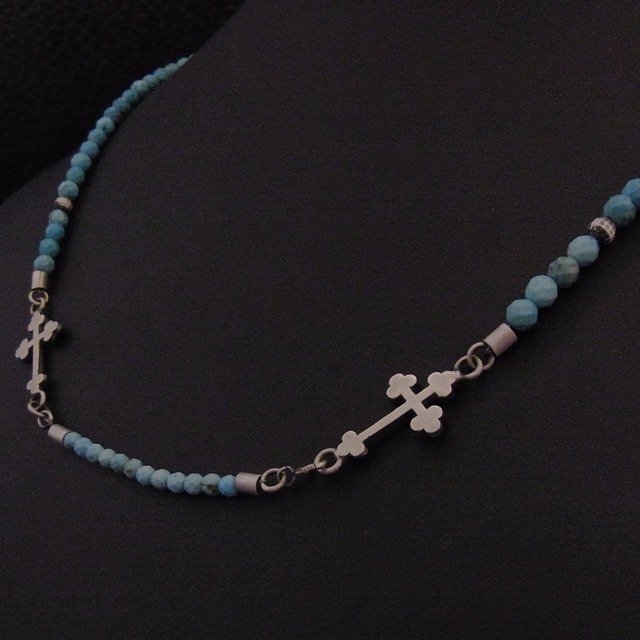 W CROSS Necklace Magnesite turquoise 45cm