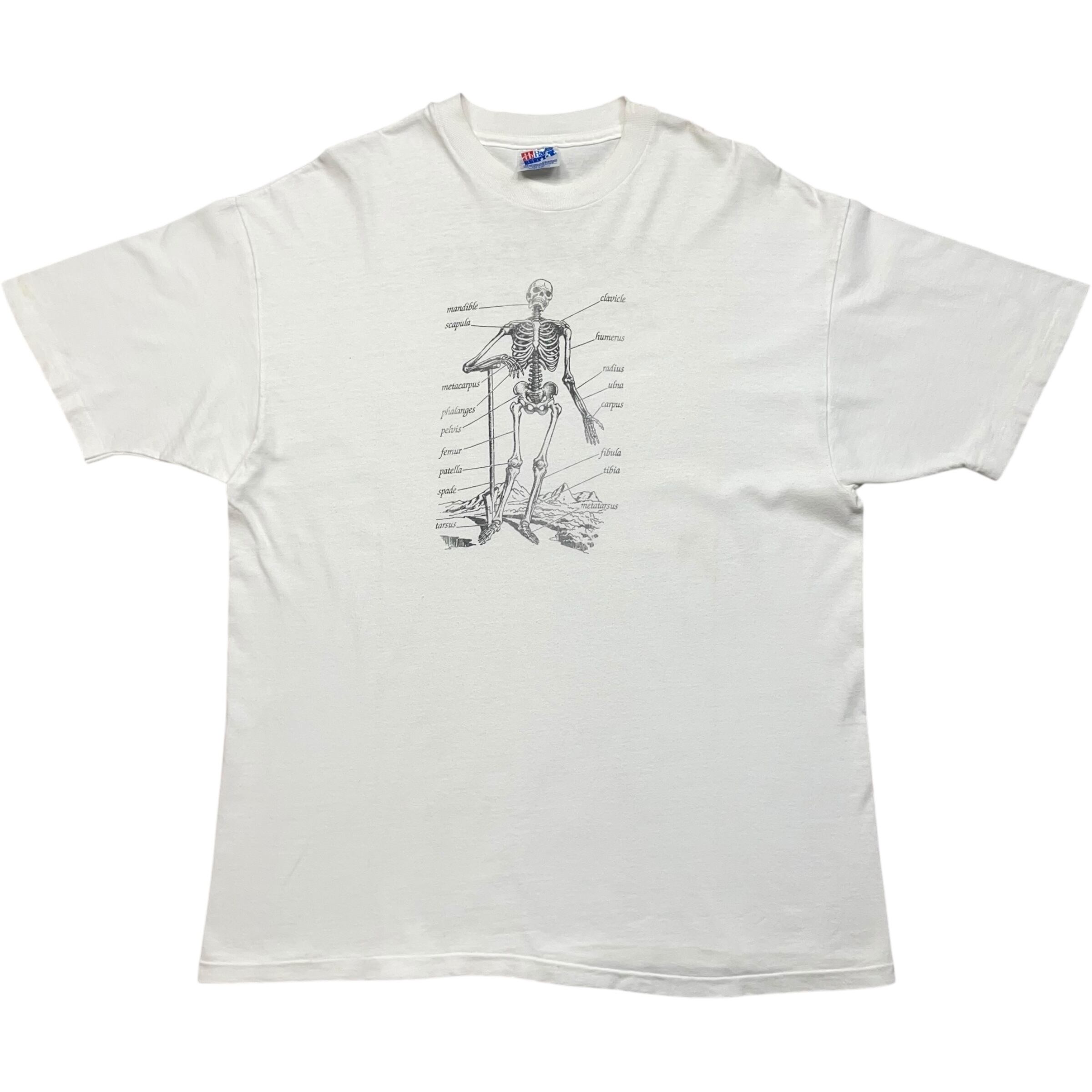 《XL》 Hanes ヘインズ Tシャツ スカル プリント ホワイト USA製 90年代 vintage no.8785