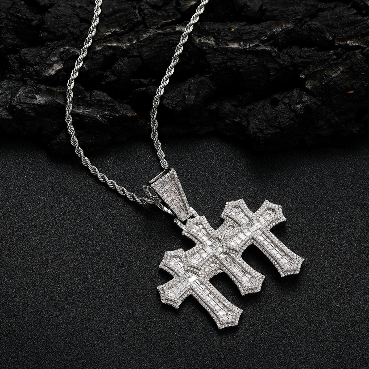 2色クロス ネックレス W241